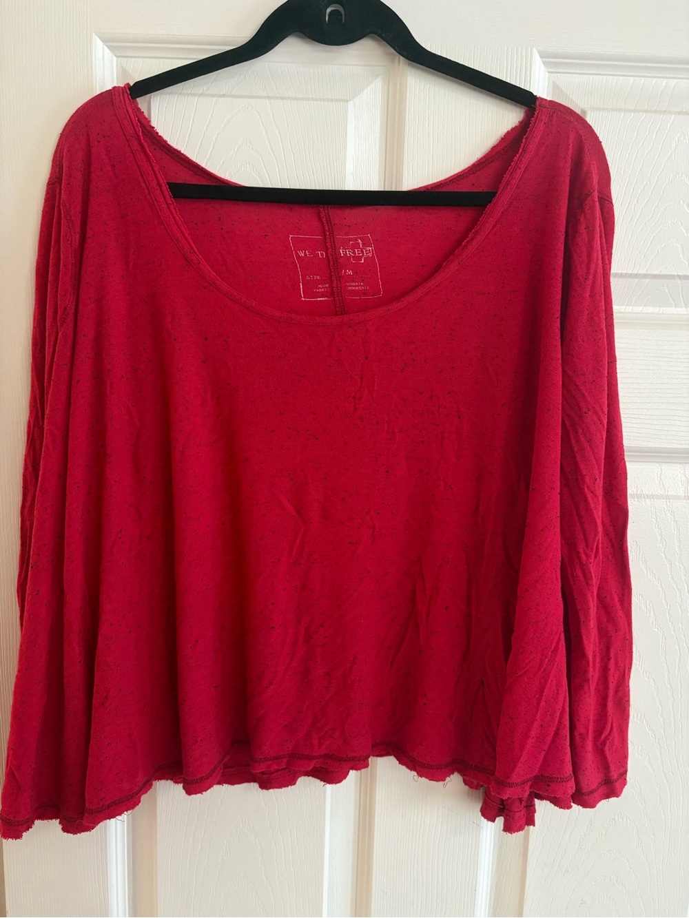Free People We the Free boho bohemian raw hem long sleeve blouse top fall M